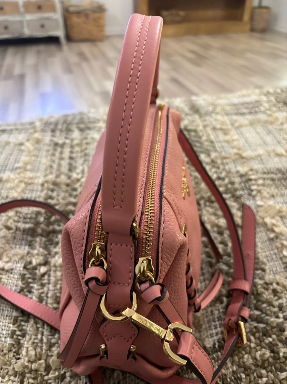 Michael Kors Sia Small‎ Double-Zip Crossbody Blush Pink Leather Bag
